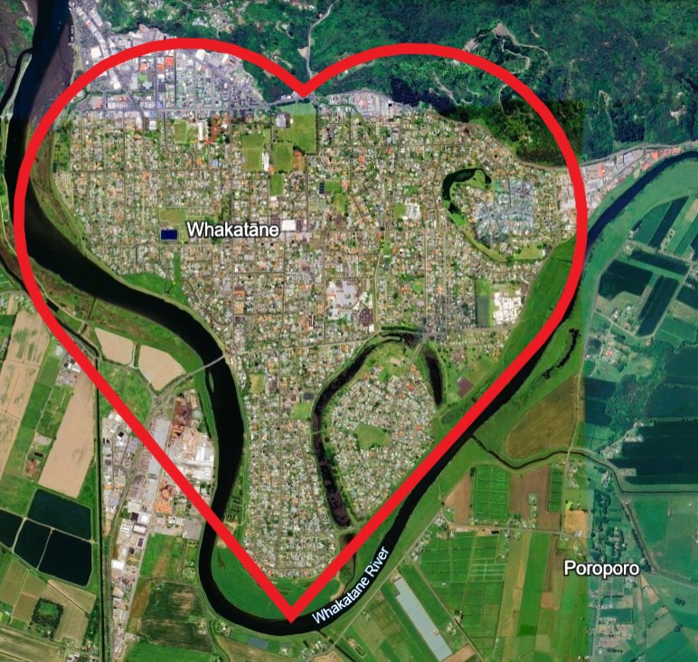 Whakatane Map with heart2 Whakatane Map with heart2